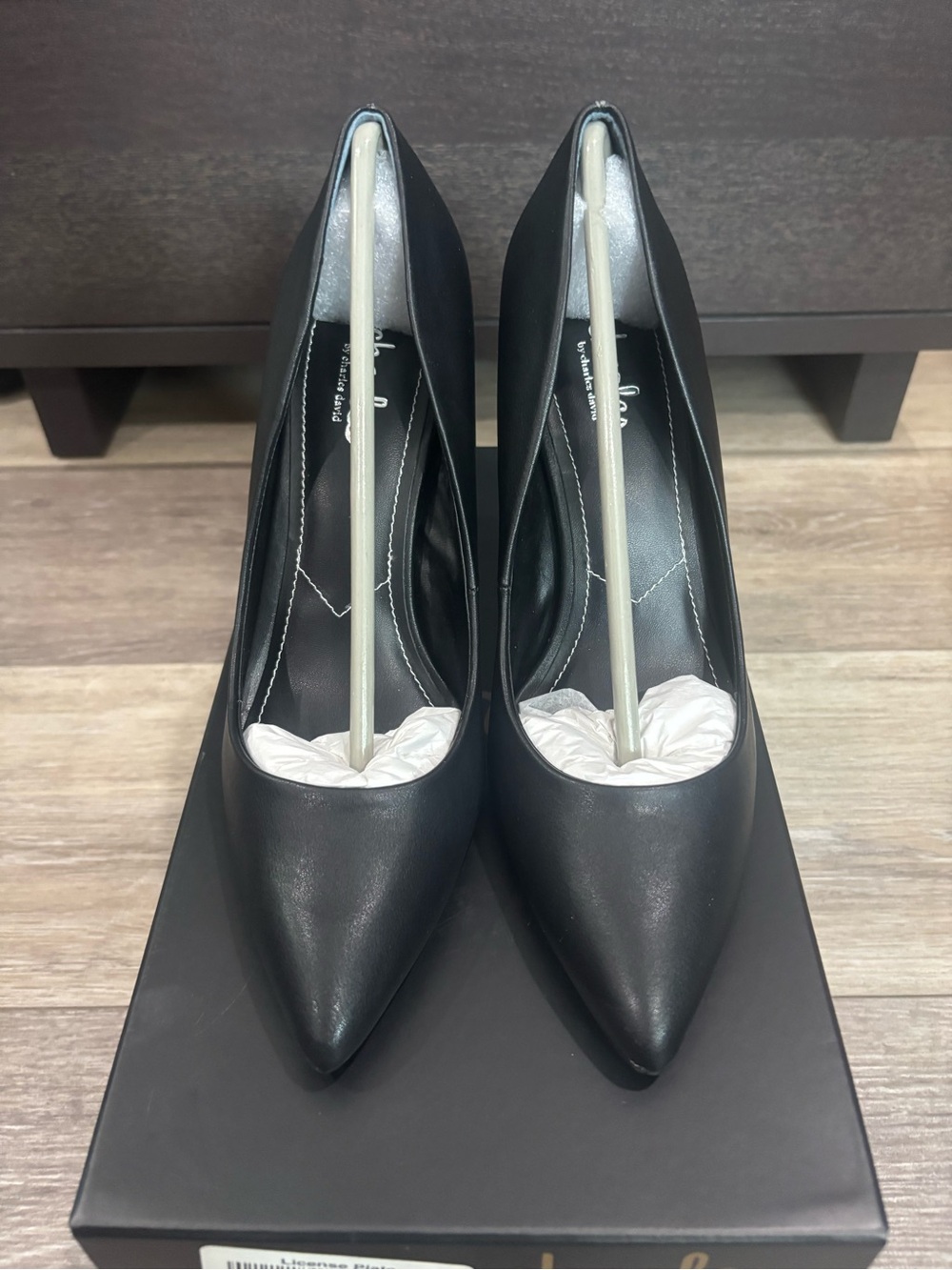 Charles by Charles David Black Pointed-Toe Leather Heels